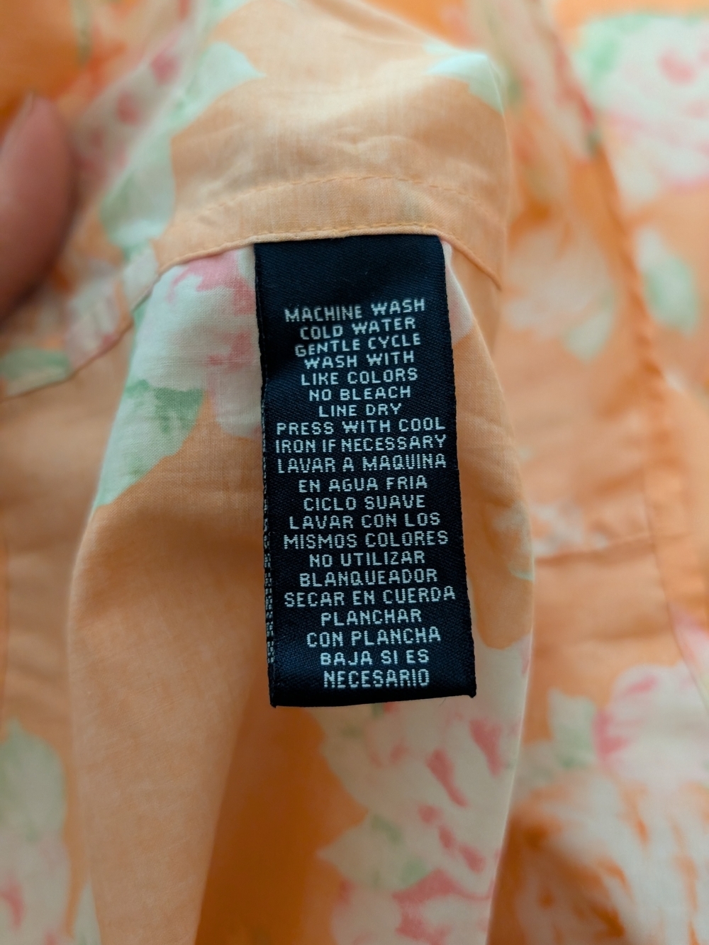 NWT Jones New York Signature Peach Floral Cotton Button-Up - Picture 7 of 8
